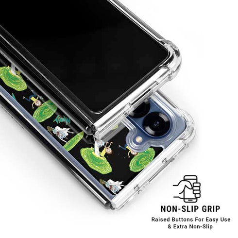 Adult Swim Rick and Morty Portal Pattern Galaxy Z Fold6 Clear Case